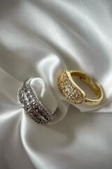 Premium Seri Neo Model Zirkon Taşlı Elips Tasarım Ayarlanabilir Kadın Çelik Yüzük