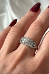 Premium Seri Neo Model Zirkon Taşlı Elips Tasarım Ayarlanabilir Kadın Çelik Yüzük