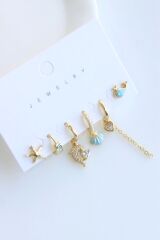 6 Lı İSTİRİDYE Tasarım Kararmaz Renk Atmaz Çoklu Kadın Çelik Küpe