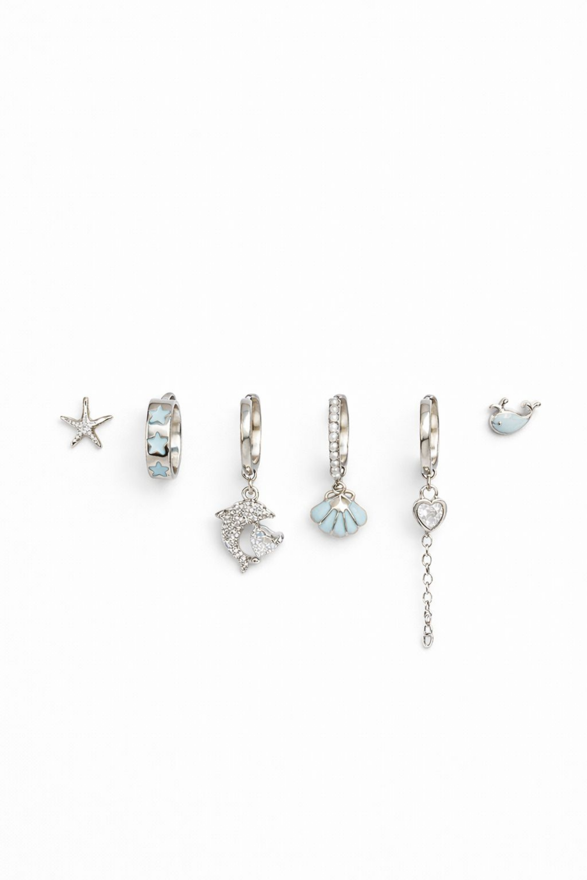 6 Lı İSTİRİDYE Tasarım Kararmaz Renk Atmaz Çoklu Kadın Çelik Küpe