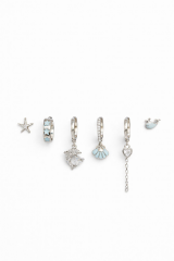 6 Lı İSTİRİDYE Tasarım Kararmaz Renk Atmaz Çoklu Kadın Çelik Küpe