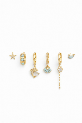 6 Lı İSTİRİDYE Tasarım Kararmaz Renk Atmaz Çoklu Kadın Çelik Küpe