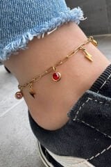 Renkli Zirkon Taşlı Şimşek Model Kadın Çelik Halhal