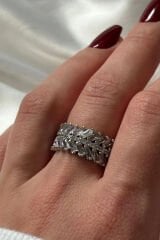 Exclusive Seri Ayarlanabilir Kararmaz Çapraz Trapez Zirkon Taşlı Kadın Çelik Yüzük