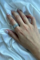 Exclusive Seri Ayarlanabilir Kararmaz Çapraz Trapez Zirkon Taşlı Kadın Çelik Yüzük