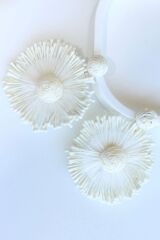 Yeni Sezon Büyük Beyaz Hasır Çiçek Tasarım Sallantılı Yazlık Hafif Kadın Küpe