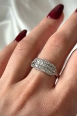 Premium Seri Neo Model Zirkon Taşlı Elips Tasarım Ayarlanabilir Kadın Çelik Yüzük