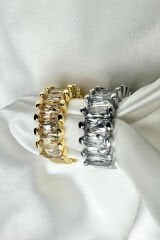 Yeni Sezon Sıralı Baget Taşlı Ayarlanabilir Çelik Yüzük