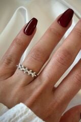 Klasik Mini Zirkon Taşlı 5 Taş Ayarlanabilir Kadın Yüzük