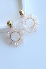 Premium Çiçek Tasarım Sallantılı Kadın Çelik Küpe