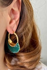 Zarif Çanta Tasarım Sallantılı Kadın Çelik Küpe