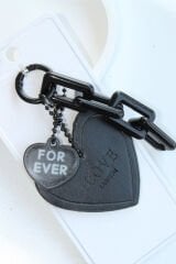 For Ever Yazılı Deri Detaylı Zincirli Kadın Çanta Charmı ve Anahtarlık