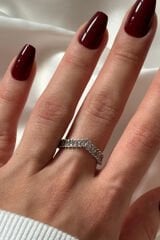 Yeni Sezon V Model Baget Zirkon Taşlı Ayarlanabilir Kadın Çelik Yüzük