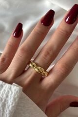 Yeni Seri Cilalı Asimetrik Bombeli Günlük Ayarlanabilir Kadın Çelik Yüzük