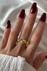 Yeni Seri Cilalı Asimetrik Bombeli Günlük Ayarlanabilir Kadın Çelik Yüzük