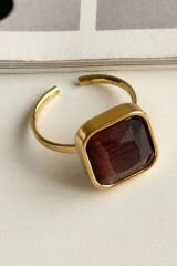 Aurum Brown Tasarım Ayarlanabilir Kadın Çelik Yüzük