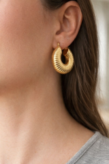 Özel Seri Bold Wave Tasarım Salyangoz Model Kadın Çelik Küpe