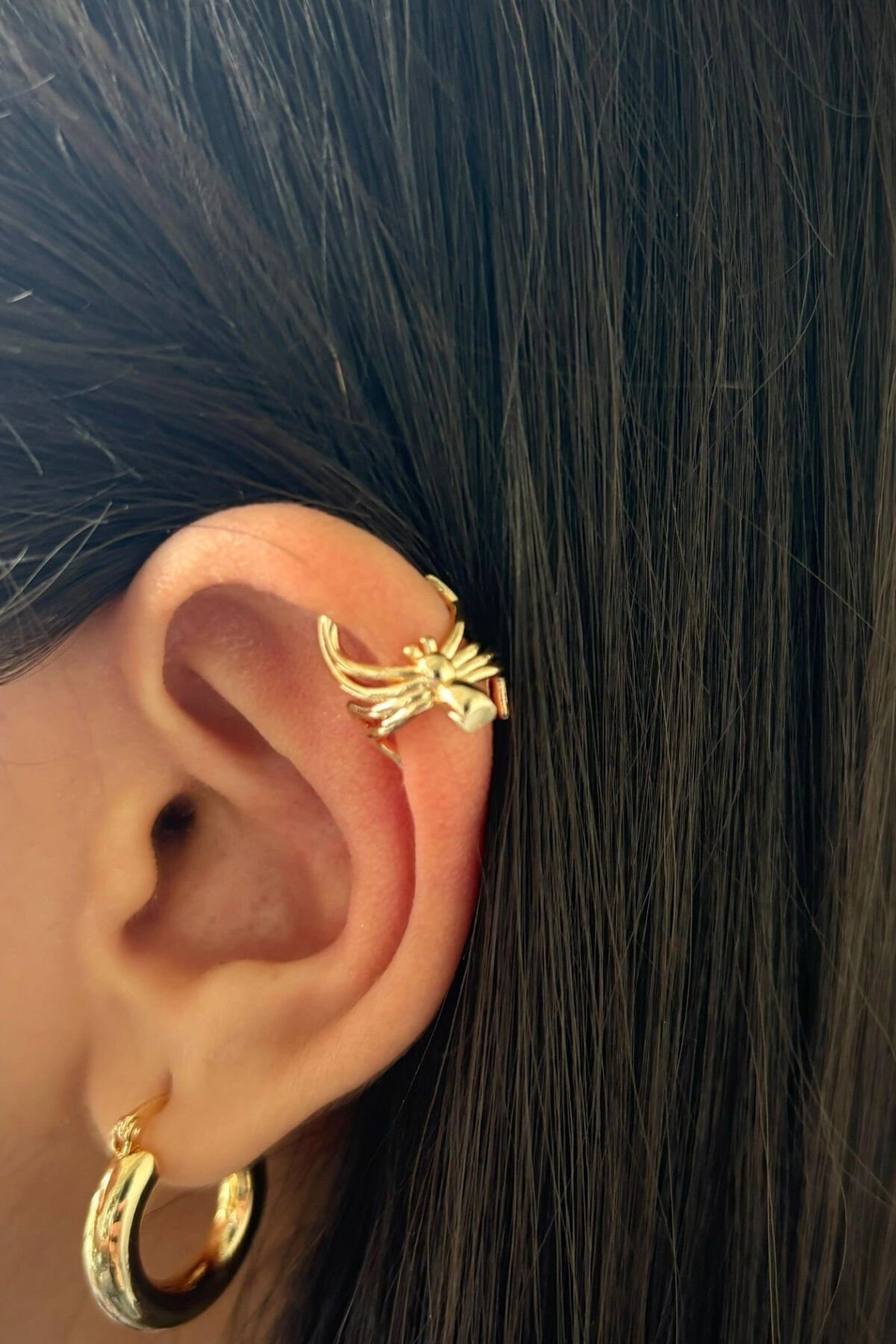 Örümcek Tasarım Kadın Sıkıştırmalı Earcuff Kıkırdak Küpe