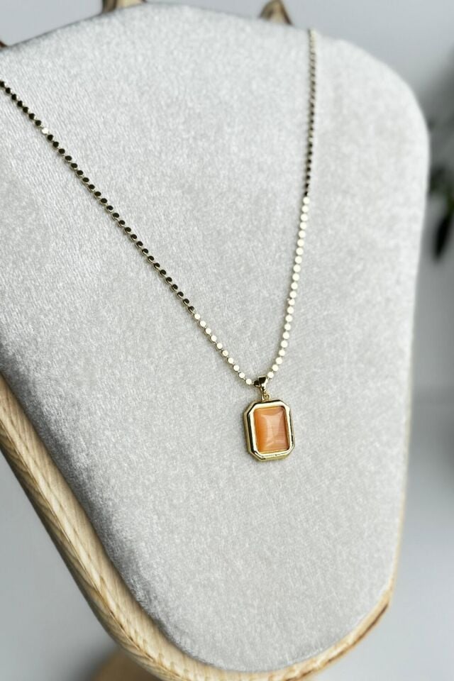 Premium Seri Cat's Eye Tasarım Plaka Model 60 Cm Ezme Zincirli Kadın Çelik Kolye