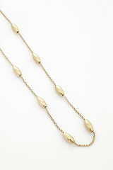 Özel Seri Badem Boncuk Detaylı 45 Cm Kadın Çelik Kolye