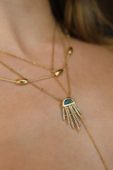 Özel Seri Badem Boncuk Detaylı 45 Cm Kadın Çelik Kolye