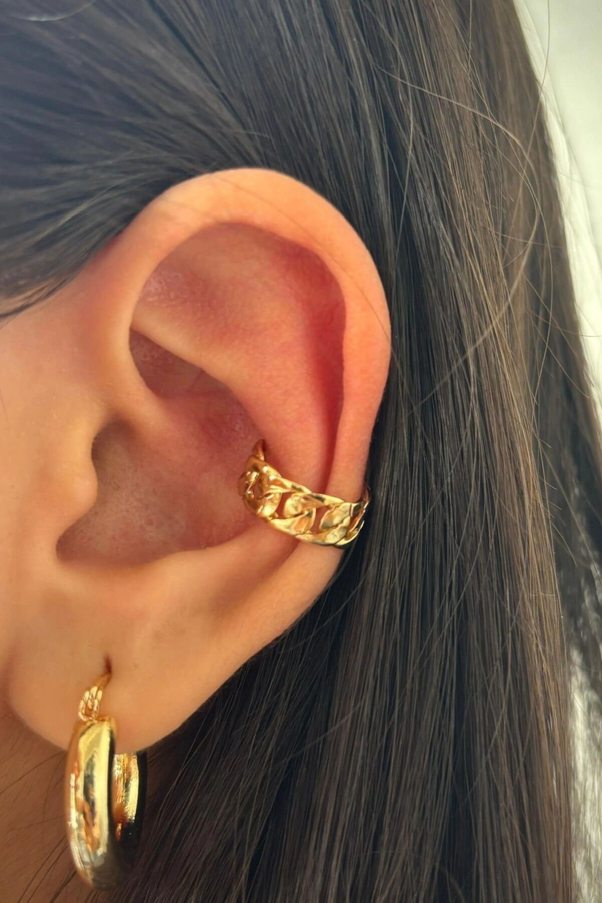 Gumet Tasarım Kadın Sıkıştırmalı Earcuff Kıkırdak Küpe