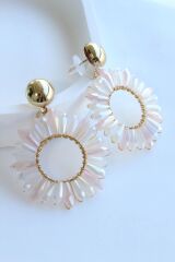 Premium Çiçek Tasarım Sallantılı Kadın Çelik Küpe