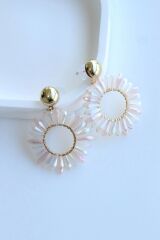 Premium Çiçek Tasarım Sallantılı Kadın Çelik Küpe