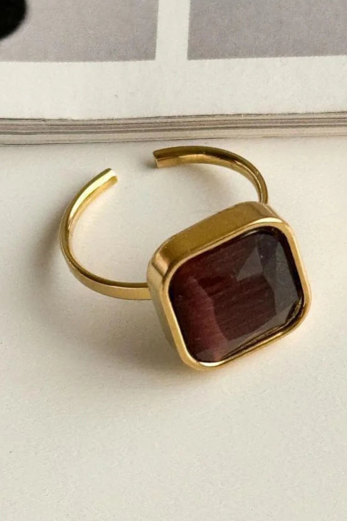 Aurum Brown Tasarım Ayarlanabilir Kadın Çelik Yüzük