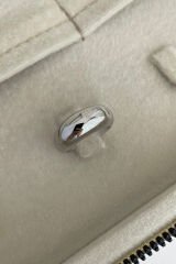 Özel Seri İthal Cilalı Tekli Kalın Bombe Model Tasarım Ayarlanabilir Kadın Çelik Yüzük