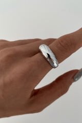 Özel Seri İthal Cilalı Tekli Kalın Bombe Model Tasarım Ayarlanabilir Kadın Çelik Yüzük