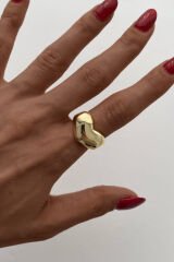 Özel Seri İthal Cilalı Kalp Model Bombe Tasarım Ayarlanabilir Kadın Çelik Yüzük