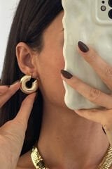 Özel Seri Bold Wave Tasarım Salyangoz Model Kadın Çelik Küpe