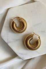 Özel Seri Bold Wave Tasarım Salyangoz Model Kadın Çelik Küpe