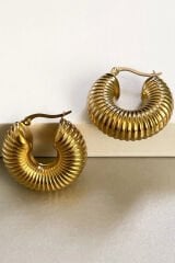 Özel Seri Bold Wave Tasarım Salyangoz Model Kadın Çelik Küpe