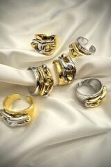 Özel Seri İthal Cilalı Gerçek Zincirli Model Bombe Tasarım Ayarlanabilir Kadın Çelik Yüzük