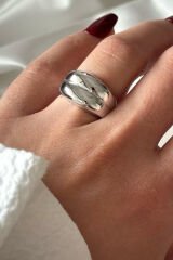 Özel Seri İthal Cilalı İkili Kalın Model Bombe Tasarım Ayarlanabilir Kadın Çelik Yüzük