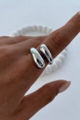 Özel Seri İthal Cilalı Damla Model Bombe Tasarım Ayarlanabilir Kadın Çelik Yüzük