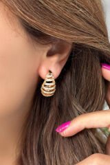 Exclusive Seri Zirkon Taşlı Gold Renk Ünlü Marka Model Kararma Yapmayan Kadın Şık Küpe