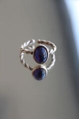 Vintage Seri Ayarlanabilir Paslanmaz Kararmaz Burgu Kol Elips Tasarım Ametist Doğal Taş Bronz Yüzük