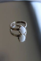 Vintage Seri Ayarlanabilir Paslanmaz Kararmaz Yüksek Oval Tasarım Ay Taşı Doğal Taş Bronz Yüzük