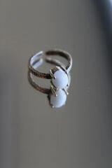 Vintage Seri Ayarlanabilir Paslanmaz Kararmaz Yüksek Oval Tasarım Ay Taşı Doğal Taş Bronz Yüzük