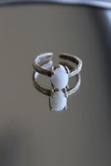 Vintage Seri Ayarlanabilir Paslanmaz Kararmaz Yüksek Oval Tasarım Ay Taşı Doğal Taş Bronz Yüzük