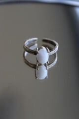 Vintage Seri Ayarlanabilir Paslanmaz Kararmaz Yüksek Oval Tasarım Ay Taşı Doğal Taş Bronz Yüzük