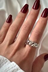 Özel Seri İthal Cilalı Sarmal Örgü Model Bombe Tasarım Ayarlanabilir Kadın Çelik Yüzük