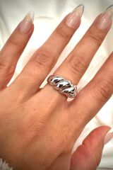 Özel Seri İthal Cilalı Sarmal Örgü Model Bombe Tasarım Ayarlanabilir Kadın Çelik Yüzük