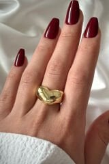 Özel Seri İthal Cilalı Kalp Model Bombe Tasarım Ayarlanabilir Kadın Çelik Yüzük