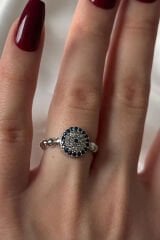 Yeni Sezon Full Zirkon Taşlı Nazar Boncuğu Model Ayarlanabilir Kadın Çelik Yüzük