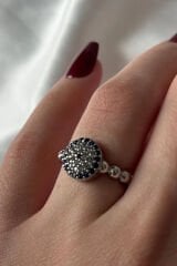 Yeni Sezon Full Zirkon Taşlı Nazar Boncuğu Model Ayarlanabilir Kadın Çelik Yüzük