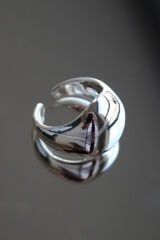 Yeni Sezon Nokta Tasarım Bombeli Cilalı Model Ayarlanabilir Kadın Çelik Yüzük